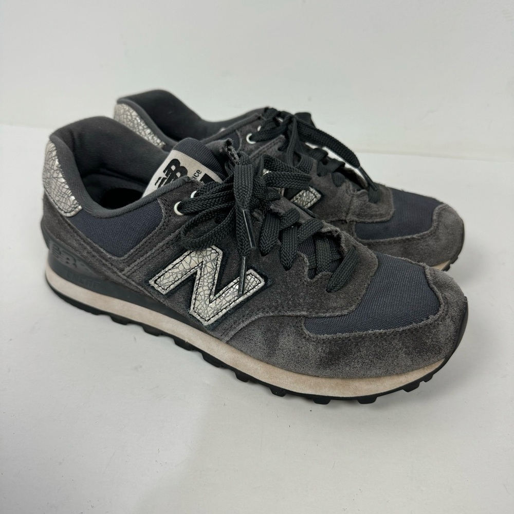 New Balance Grey 574 Gray Suede Sneakers Tennis Shoes